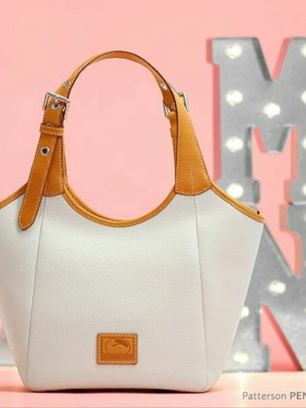 Dooney & Bourke Patterson Leather Boho  Shoulder Bag Penelope White Tote